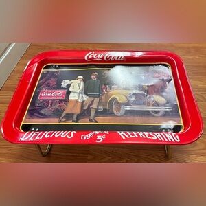 Vintage 1987 Coca-Cola Serving Foldable Tray Size 17 inches by 12.5 Inches